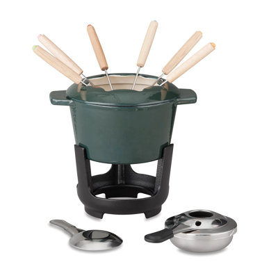 Gibson 13 Piece Enameled Cast Iron Fondue Pot Set in Sycamore | Wayfair
